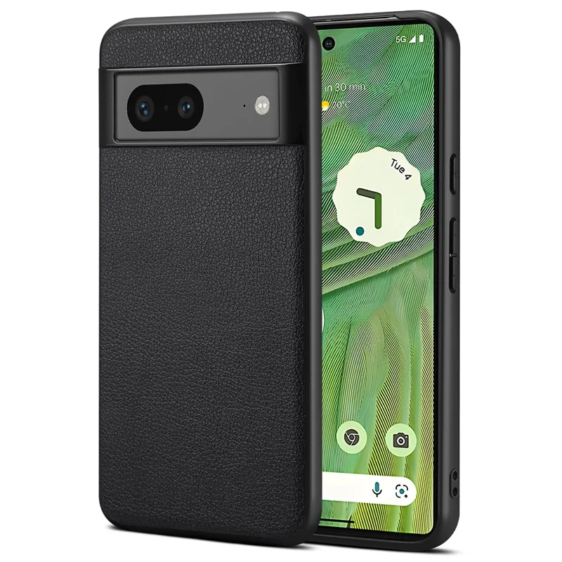 For Google Pixel 7 5G Phone Case PU Leather with Hard PC inner Shell Soft TPU Frame - Black