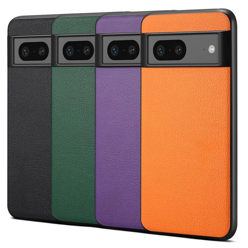 For Google Pixel 7 5G Phone Case PU Leather with Hard PC inner Shell Soft TPU Frame - Black