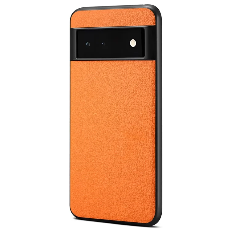 For Google Pixel 6a Phone Case PU Leather Calf Texture Back Cover - Orange