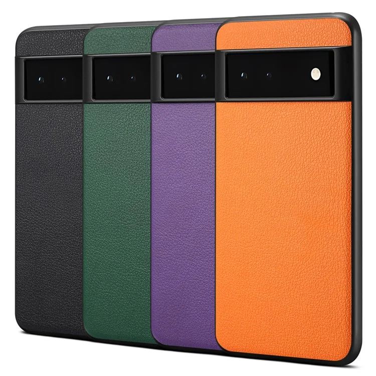 For Google Pixel 6a Phone Case PU Leather Calf Texture Back Cover - Orange