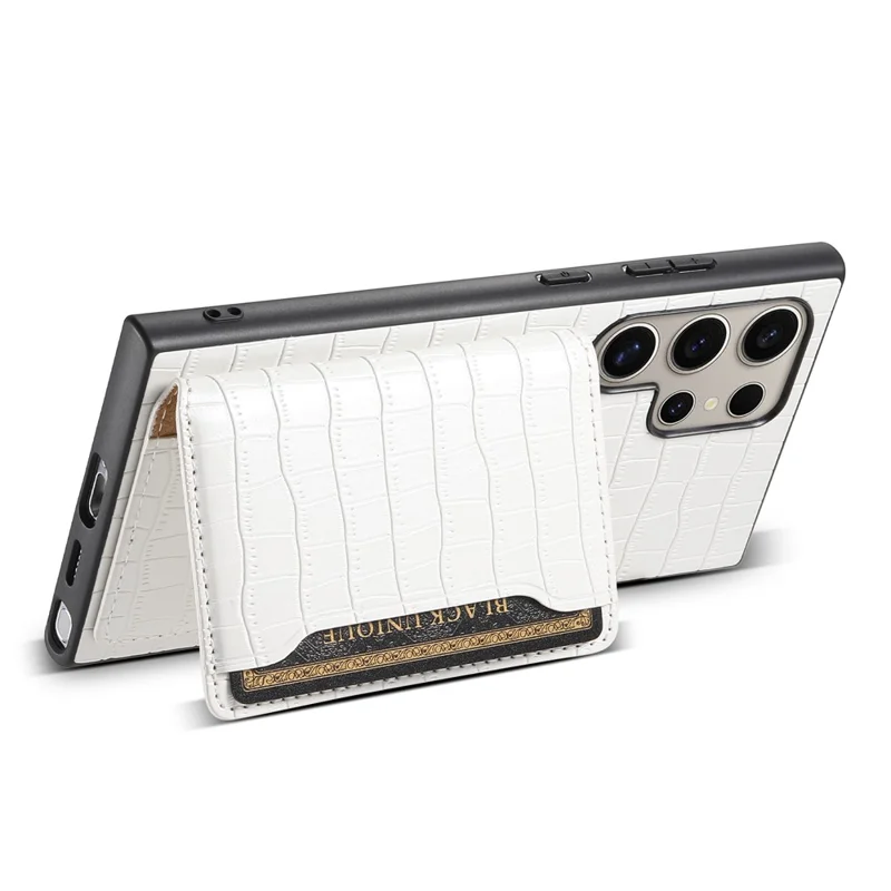 For Samsung Galaxy S24 Ultra Case Crocodile Texture Card Slot Kictsand Phone Cover - White