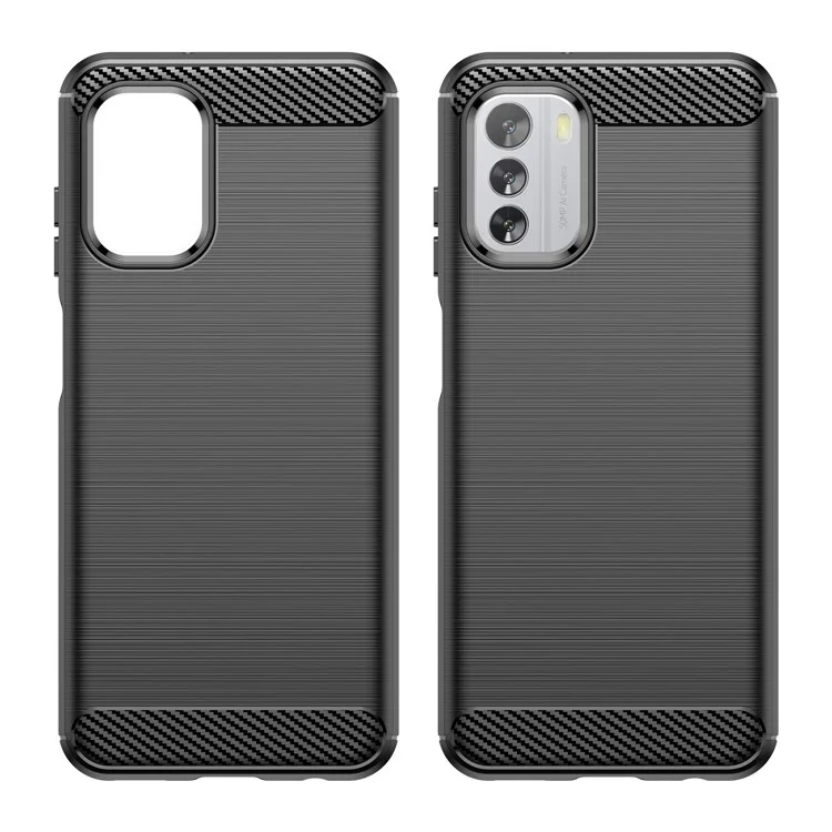 For Nokia G60 5G Case Carbon Fiber Texture Anti-Dust TPU Phone Shell - Black