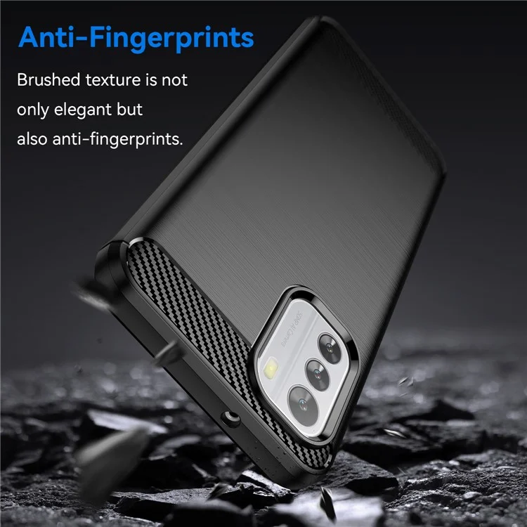 Per Nokia G60 5G Caso Fibra di Carbonio Texture Anti-Dust TPU Shell - Nero