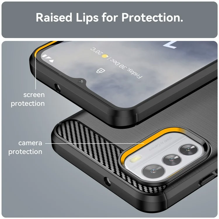 Für Nokia G60 5G Case Carbon Fiber Texture Anti-Dust TPU Phone Shell - Schwarz