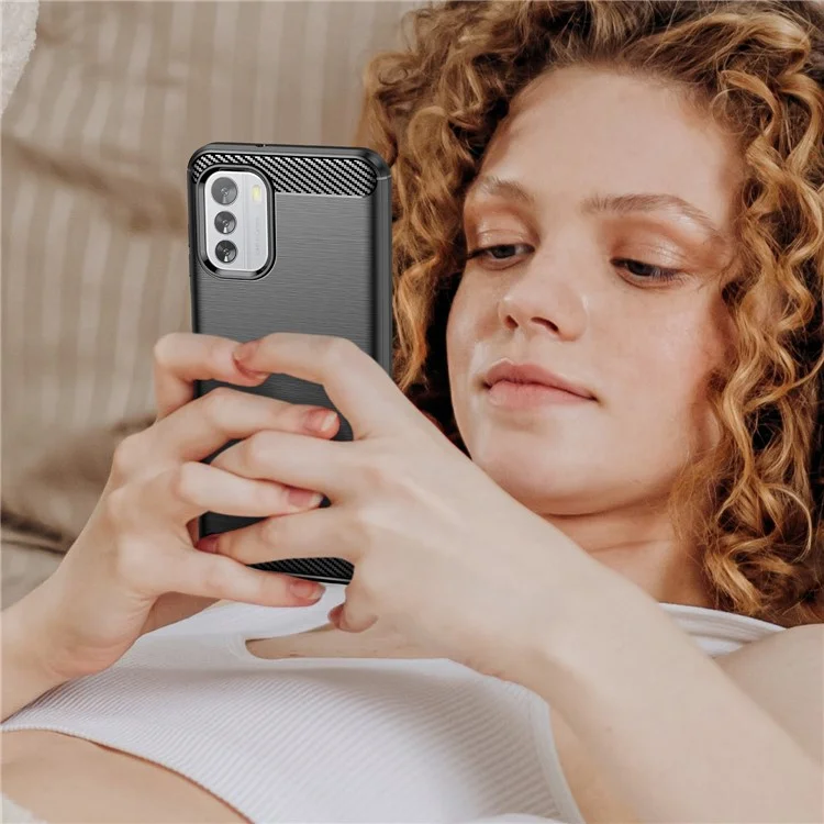Für Nokia G60 5G Case Carbon Fiber Texture Anti-Dust TPU Phone Shell - Schwarz
