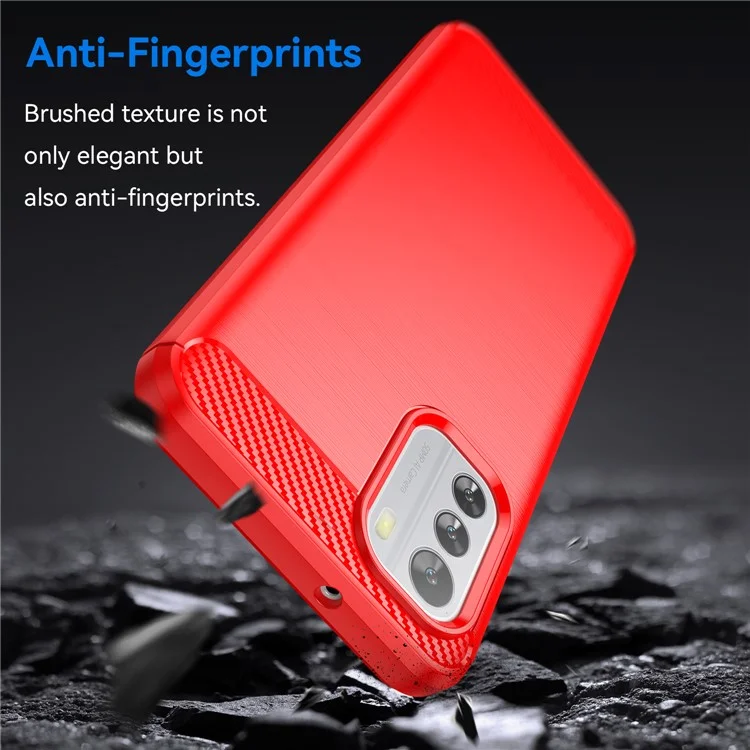 Para o Caso do Nokia G60 5G Fibra de Carbono Textura Anti-Poeira TPU Shell do Telefone - Vermelho