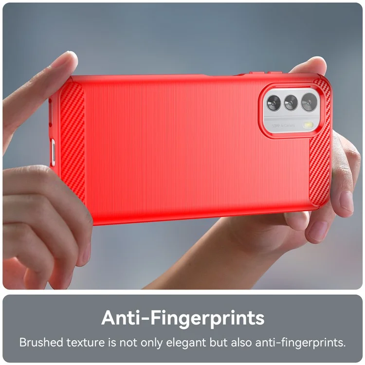 Para o Caso do Nokia G60 5G Fibra de Carbono Textura Anti-Poeira TPU Shell do Telefone - Vermelho