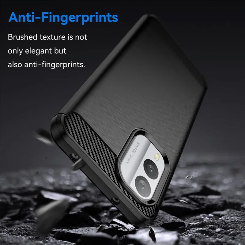 For Nokia X30 5G Phone Case Carbon Fiber Texture TPU Anti-fall Cover - Black