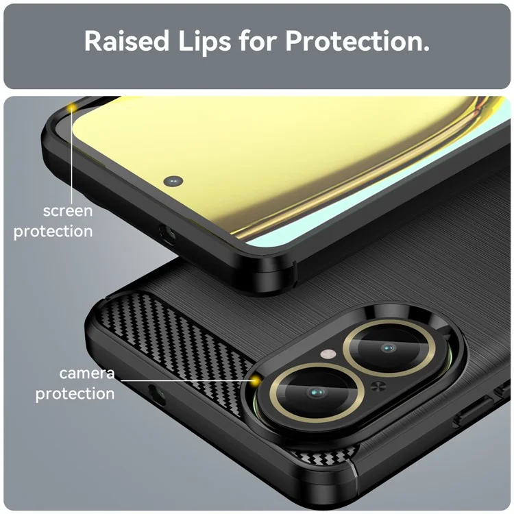 For Realme C67 4G Phone Cover Dustproof Anti-fingerprints TPU Case - Black