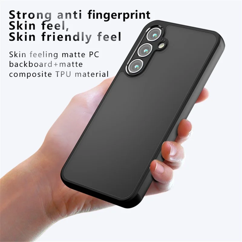 For Samsung Galaxy A35 5G Matte Case Anti-fall TPU+PC Phone Cover - Transparent Black