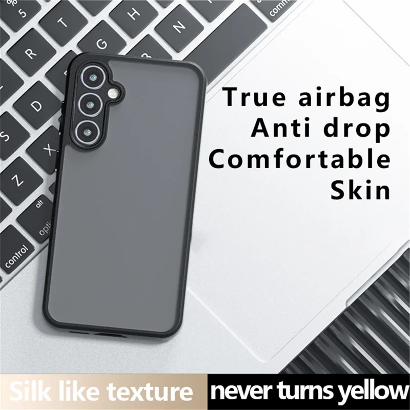 For Samsung Galaxy A24 4G (162.1 x 77.6 x 8.3mm) Case Drop-resistant TPU+PC Phone Cover - Transparent Black