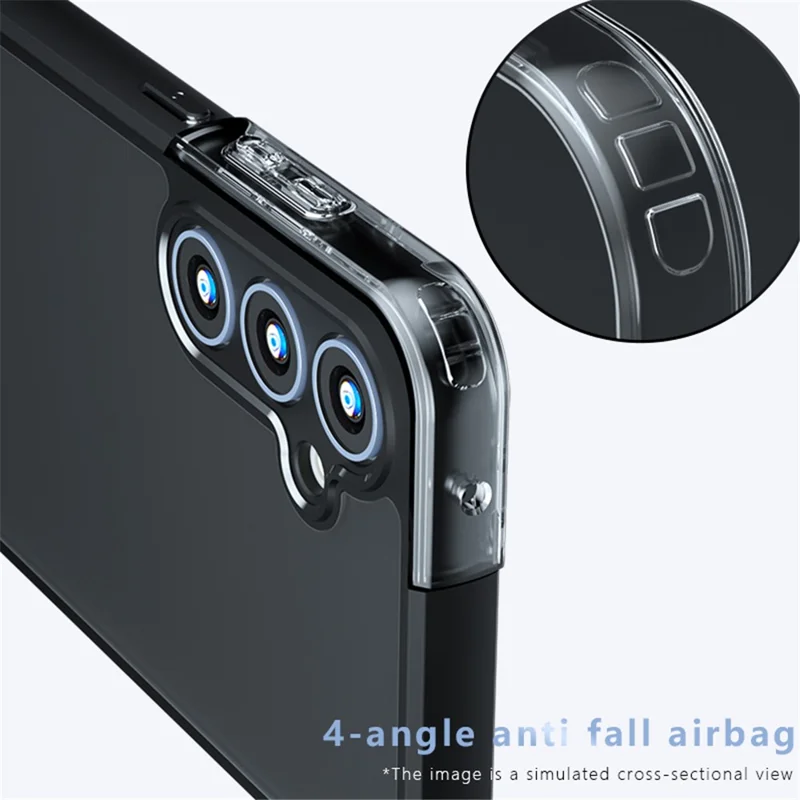 For Samsung Galaxy A24 4G (162.1 x 77.6 x 8.3mm) Case Drop-resistant TPU+PC Phone Cover - Transparent Black