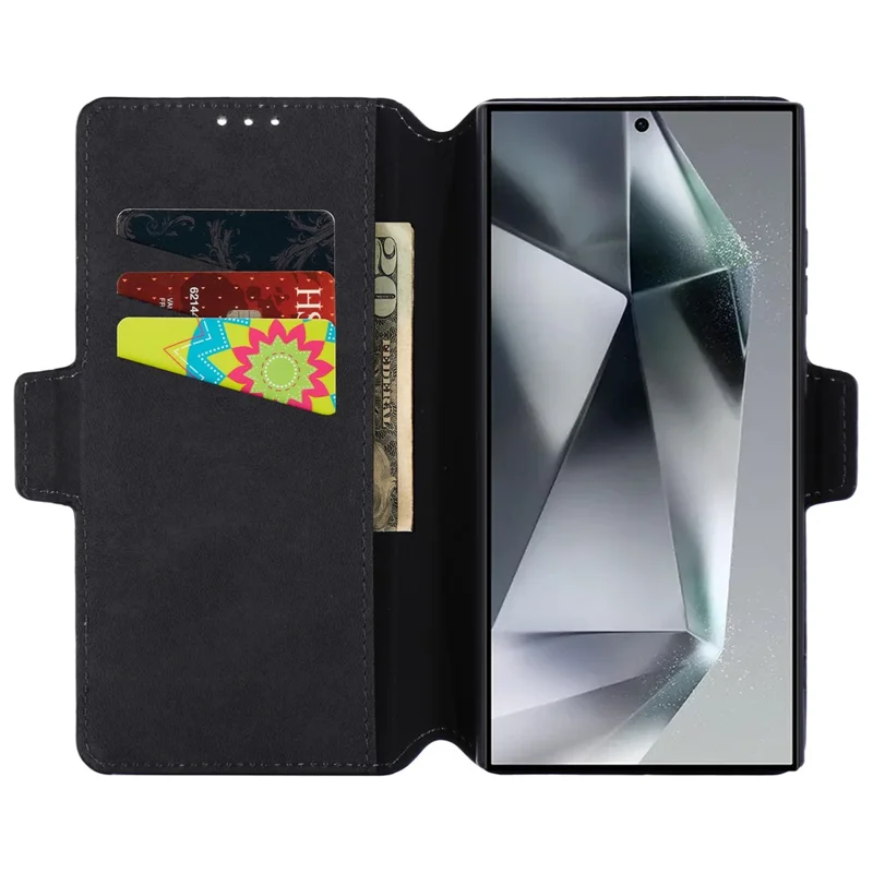 MUXMA MX115 For Samsung Galaxy S23 Ultra Magnetic Phone Case Leather Stand Wallet Shell - Black
