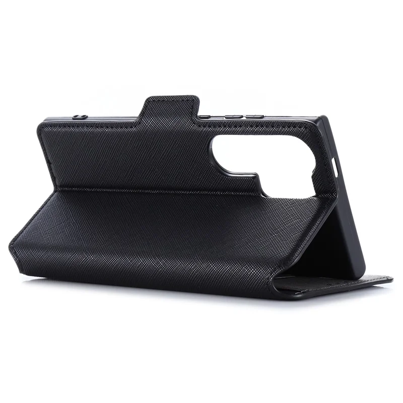 MUXMA MX115 For Samsung Galaxy S23 Ultra Magnetic Phone Case Leather Stand Wallet Shell - Black