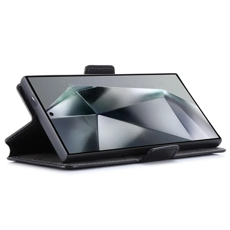 MUXMA MX115 For Samsung Galaxy S23 Ultra Magnetic Phone Case Leather Stand Wallet Shell - Black