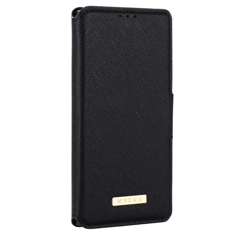 MUXMA MX115 For Samsung Galaxy S23 Ultra Magnetic Phone Case Leather Stand Wallet Shell - Black