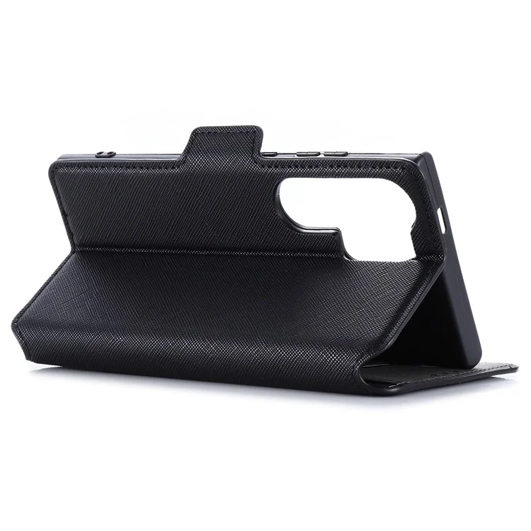 MUXMA MX115 Pour Samsung Galaxy S22 Ultra 5G Étui Texture Croisée Côté Fermoir Magnétique Housse de Téléphone - Noir