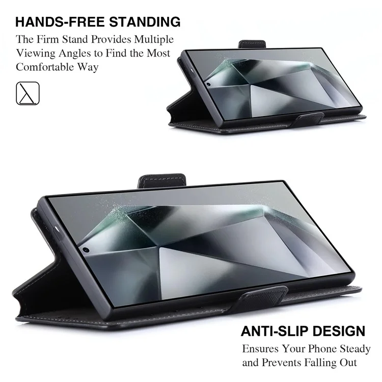 MUXMA MX115 Pour Samsung Galaxy S22 Ultra 5G Étui Texture Croisée Côté Fermoir Magnétique Housse de Téléphone - Noir