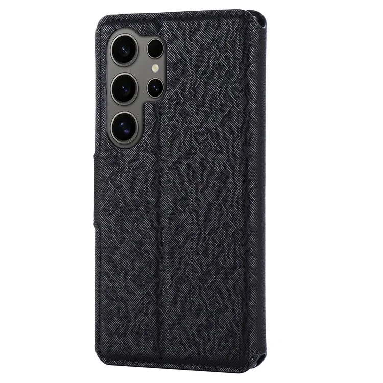 MUXMA MX115 Pour Samsung Galaxy S22 Ultra 5G Étui Texture Croisée Côté Fermoir Magnétique Housse de Téléphone - Noir