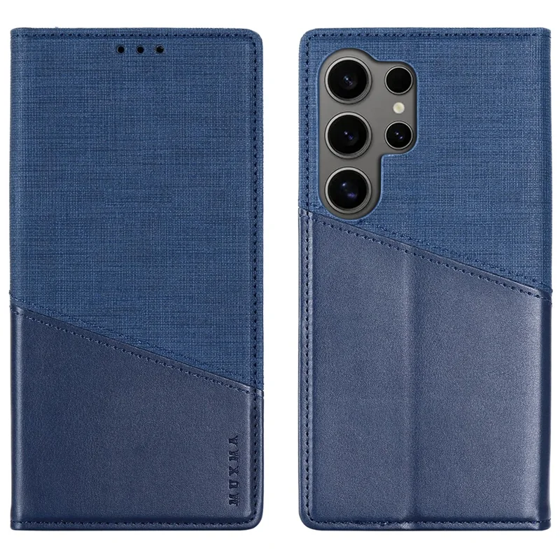 MUXMA MX109 For Samsung Galaxy S24 Ultra Case RFID Blocking Magnetic Closing Phone Cover - Blue