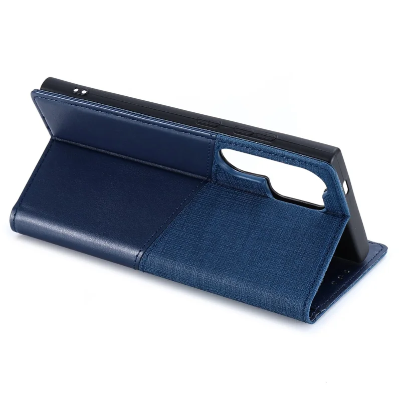 MUXMA MX109 For Samsung Galaxy S24 Ultra Case RFID Blocking Magnetic Closing Phone Cover - Blue