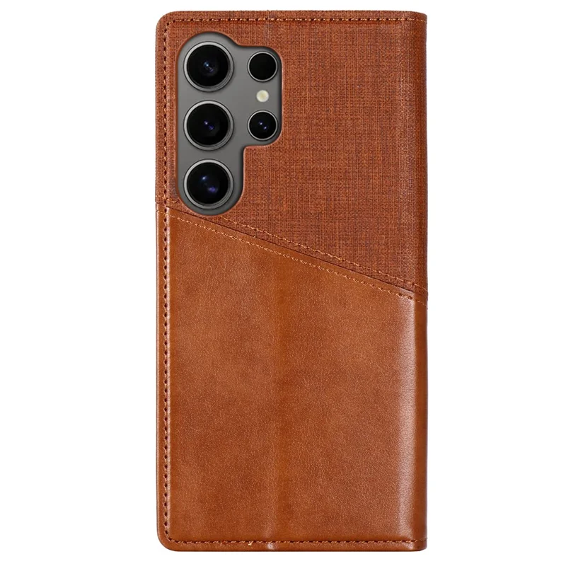 MUXMA MX109 For Samsung Galaxy S24 Ultra Case RFID Blocking Magnetic Closing Phone Cover - Brown