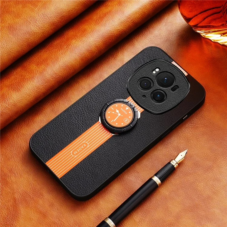 KADEM For Honor Magic6 Pro 5G Watch Pattern Cell Phone Case Ring Kickstand Cover - Orange