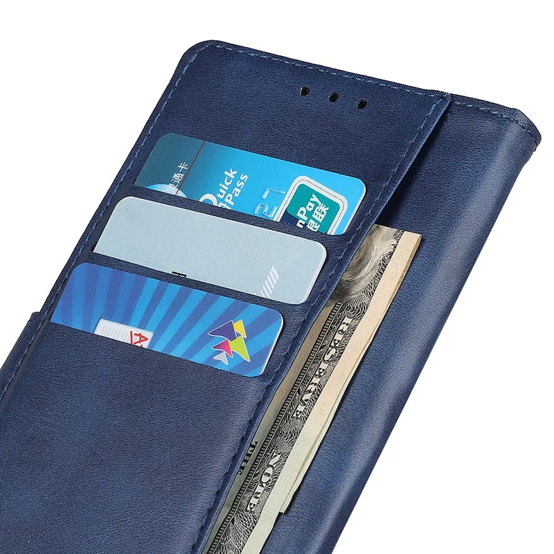 Leather Case for Xiaomi Redmi K70E 5G / Poco X6 Pro 5G Shell Cowhide Texture Stand Phone Cover - Blue