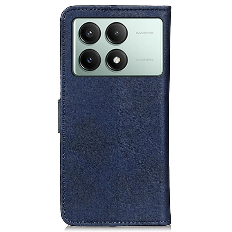 Leather Case for Xiaomi Redmi K70E 5G / Poco X6 Pro 5G Shell Cowhide Texture Stand Phone Cover - Blue
