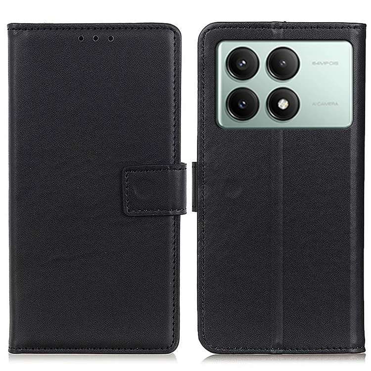 Para Xiaomi Redmi K70E 5G / Poco X6 Pro 5G Capa de Carteira de Couro com Fecho Magnético - Preto