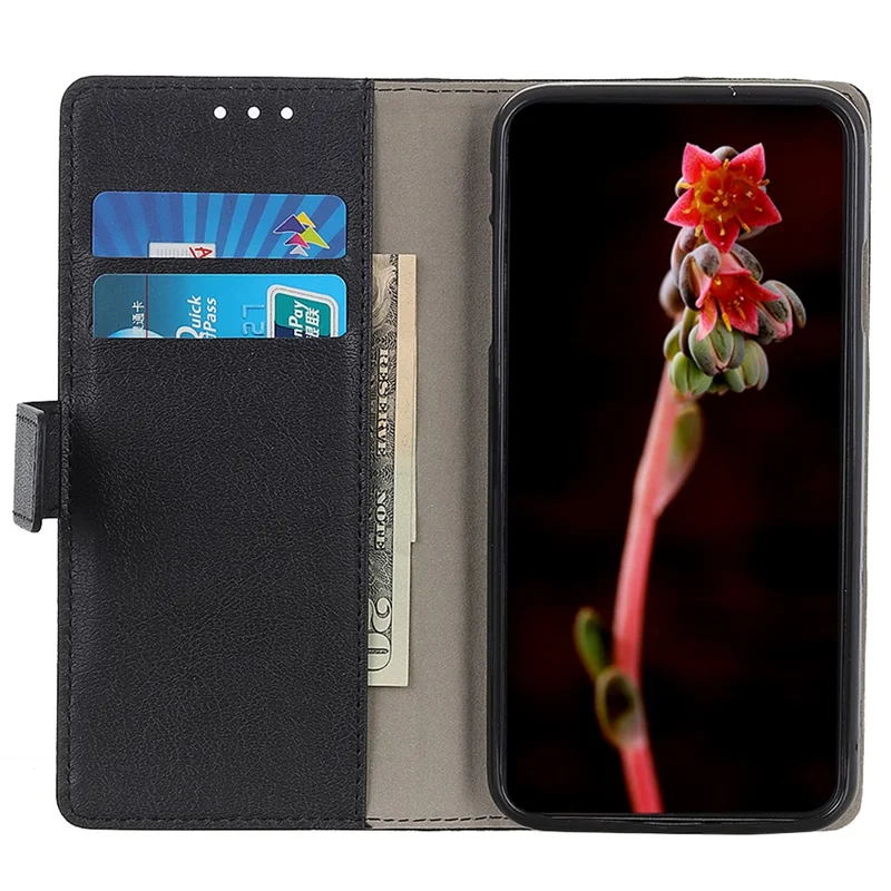 Pour Xiaomi Redmi K70E 5G / Poco X6 Pro 5G Étui portefeuille en cuir PU Coque de téléphone antichoc et texturée - Noir
