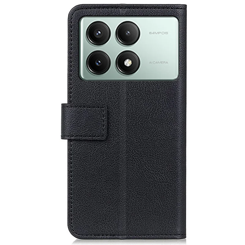 Pour Xiaomi Redmi K70E 5G / Poco X6 Pro 5G Étui portefeuille en cuir PU Coque de téléphone antichoc et texturée - Noir
