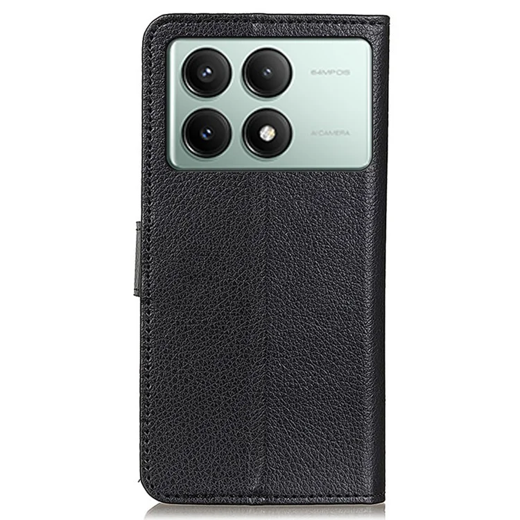 For Xiaomi Redmi K70E 5G / Poco X6 Pro 5G Case PU Leather Litchi Texture Wallet Phone Cover - Black