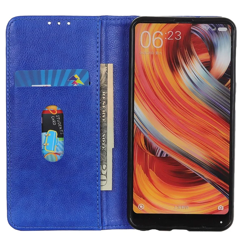 For Xiaomi Redmi K70E 5G / Poco X6 Pro 5G Case Wallet Split Leather Litchi Texture Phone Cover - Blue