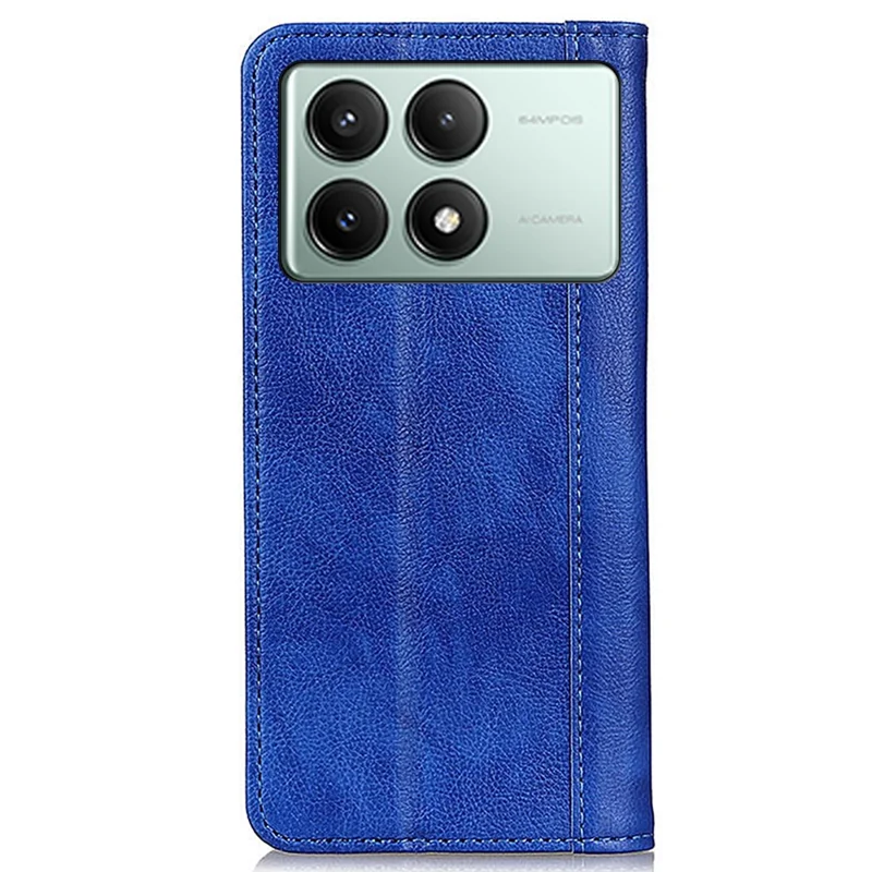 For Xiaomi Redmi K70E 5G / Poco X6 Pro 5G Case Wallet Split Leather Litchi Texture Phone Cover - Blue
