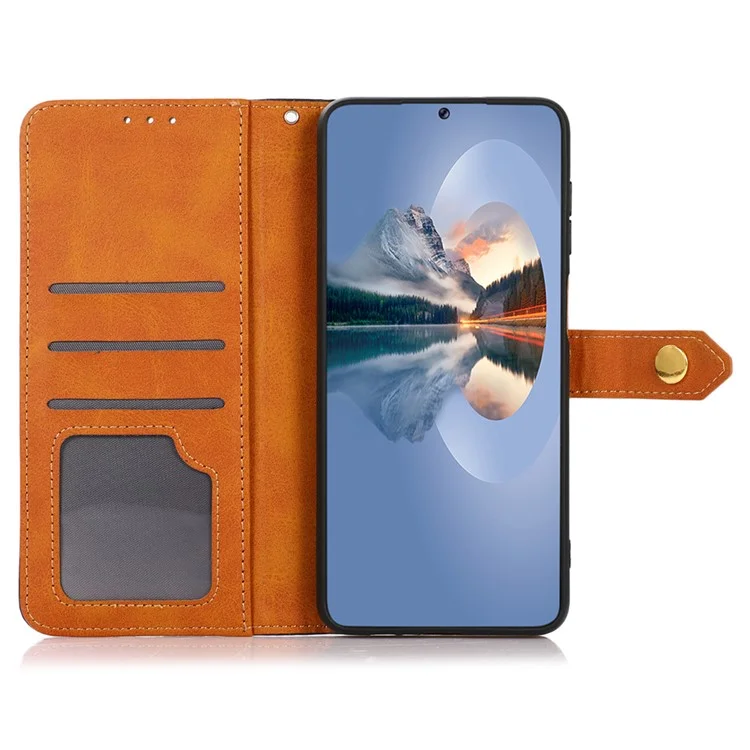 KHAZNEH For Xiaomi Redmi K70E 5G / Poco X6 Pro 5G Case Golden Magnetic Buckle Wallet Phone Protector - Black