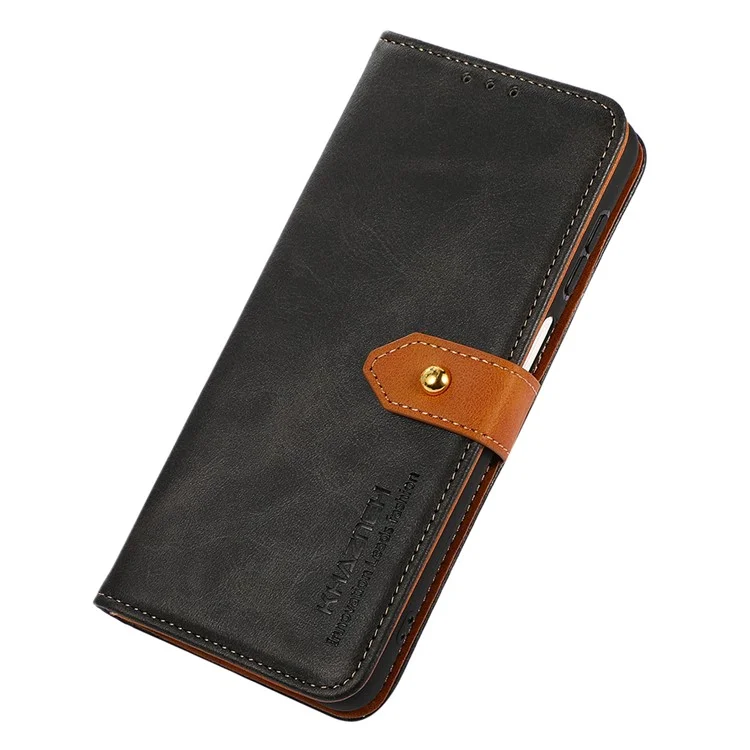 KHAZNEH For Xiaomi Redmi K70E 5G / Poco X6 Pro 5G Case Golden Magnetic Buckle Wallet Phone Protector - Black