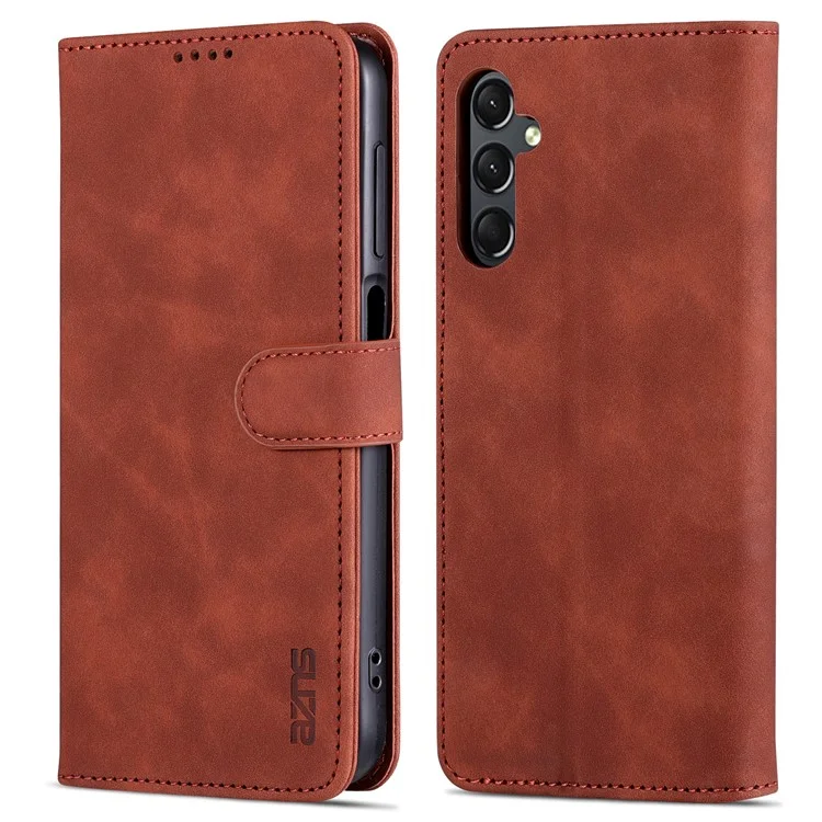 AZNS For Samsung Galaxy A24 4G (162.1 x 77.6 x 8.3mm) Case Shockproof Flip Leather Phone Cover - Brown
