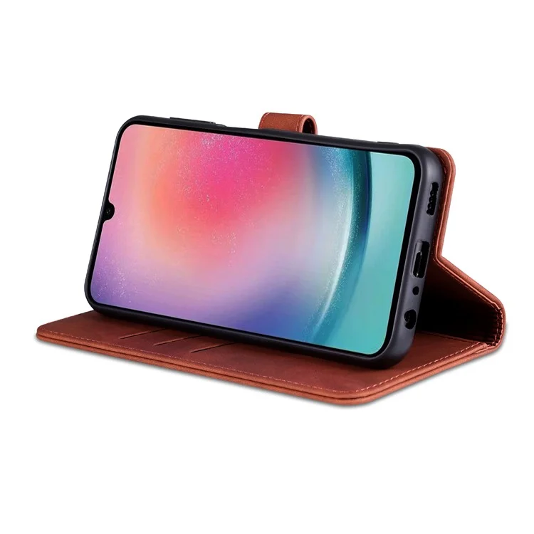 AZNS For Samsung Galaxy A24 4G (162.1 x 77.6 x 8.3mm) Case Shockproof Flip Leather Phone Cover - Brown