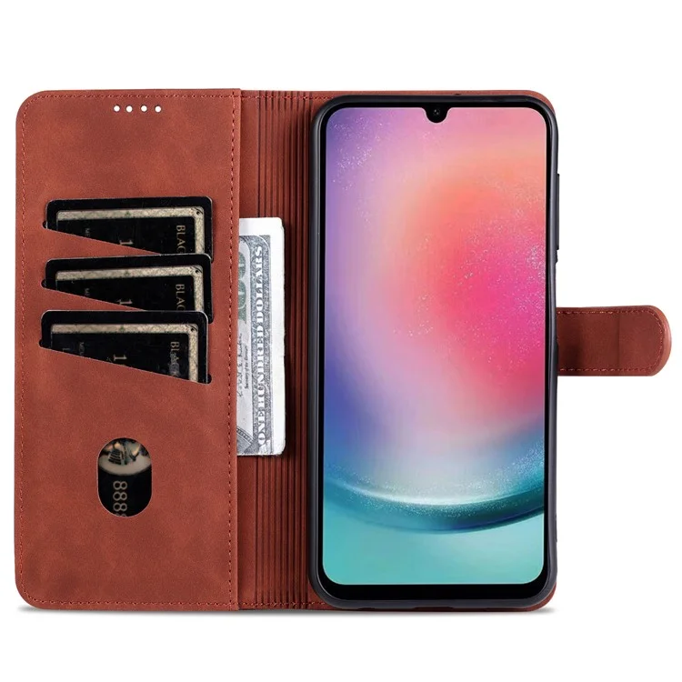 AZNS For Samsung Galaxy A24 4G (162.1 x 77.6 x 8.3mm) Case Shockproof Flip Leather Phone Cover - Brown