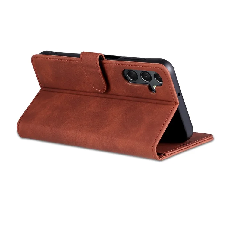 AZNS For Samsung Galaxy A24 4G (162.1 x 77.6 x 8.3mm) Case Shockproof Flip Leather Phone Cover - Brown