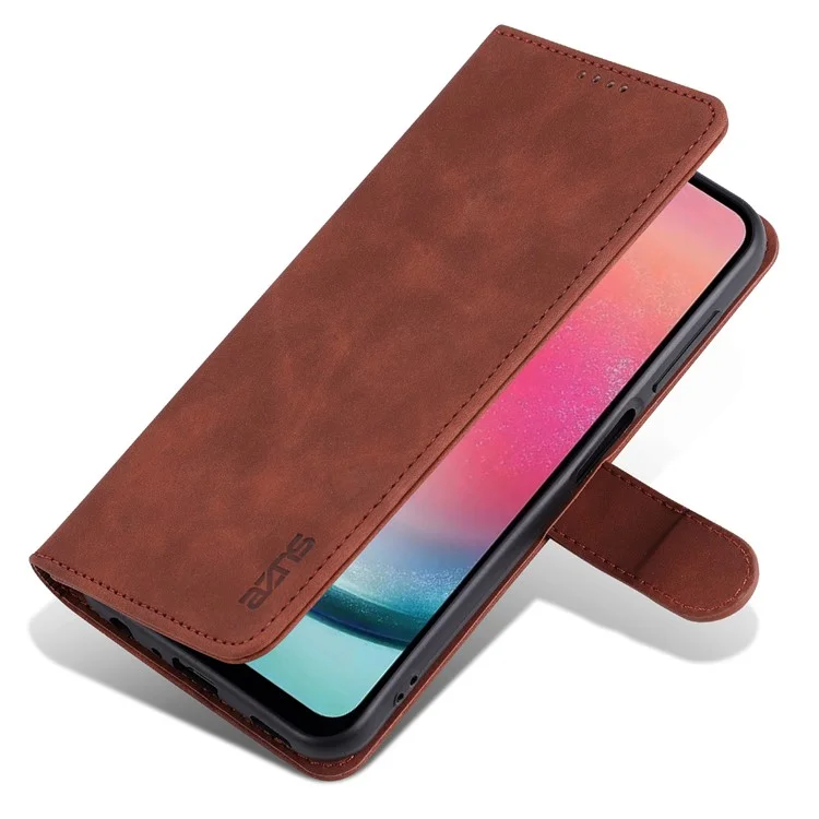 AZNS For Samsung Galaxy A24 4G (162.1 x 77.6 x 8.3mm) Case Shockproof Flip Leather Phone Cover - Brown