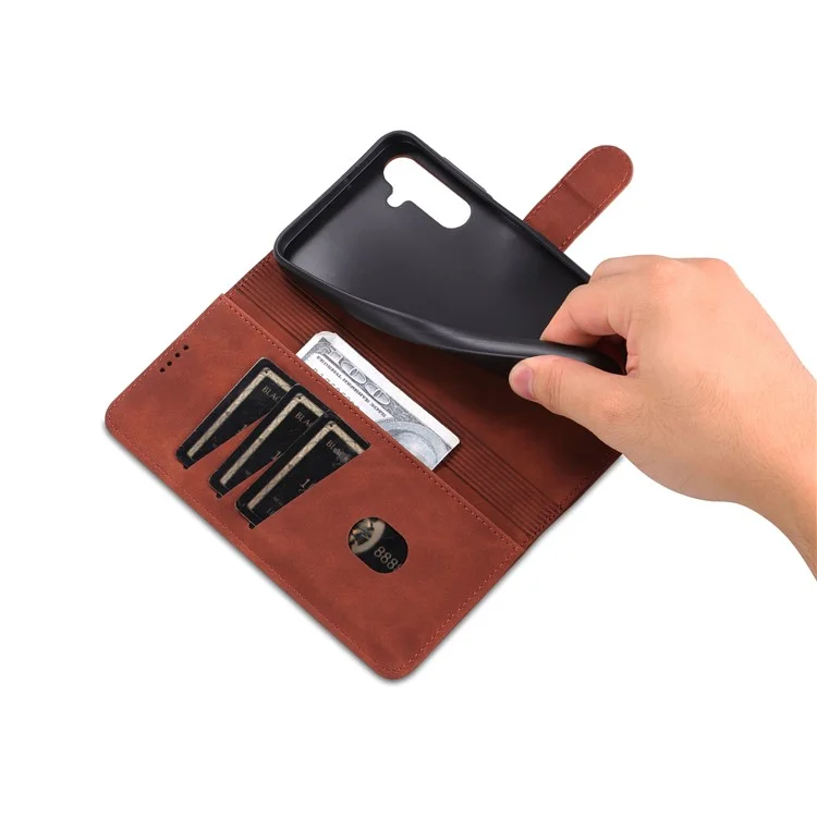 AZNS For Samsung Galaxy A24 4G (162.1 x 77.6 x 8.3mm) Case Shockproof Flip Leather Phone Cover - Brown