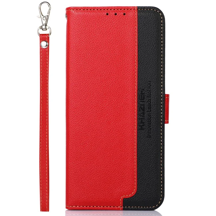KHAZNEH Pour Xiaomi Redmi Note 13 Pro 4G / Poco M6 Pro 4G Étui Blocage RFID Support Couverture avec Texture Litchi - Rouge