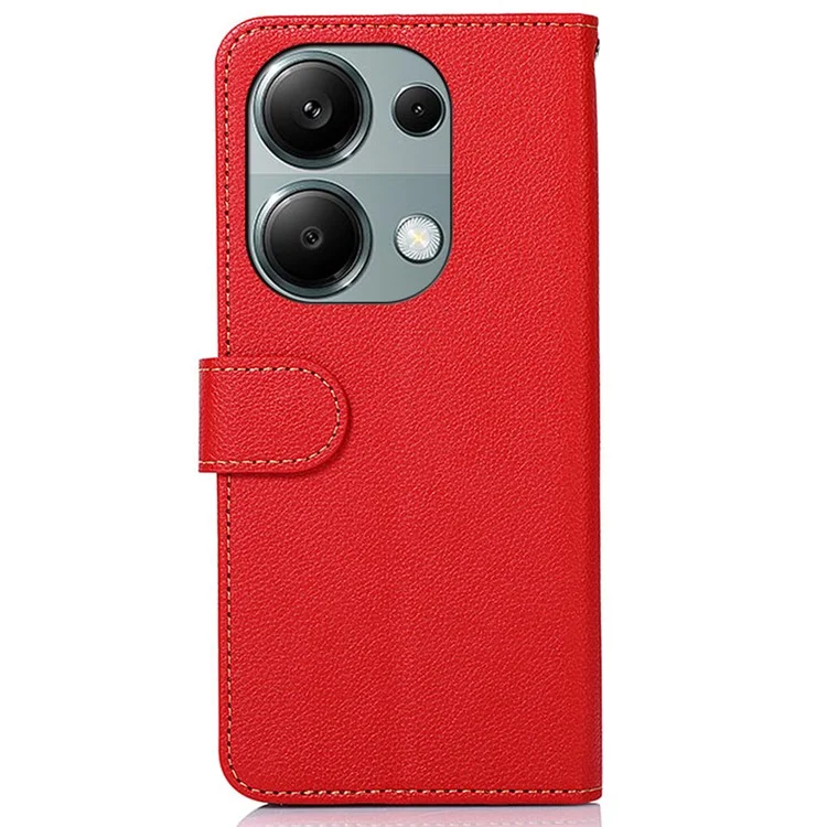 KHAZNEH Pour Xiaomi Redmi Note 13 Pro 4G / Poco M6 Pro 4G Étui Blocage RFID Support Couverture avec Texture Litchi - Rouge