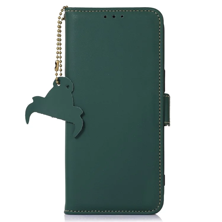 Para Xiaomi Redmi Note 13 Pro 4G / Poco M6 Pro 4G Funda Cartera Cuero Genuino Vaca Funda Teléfono - Verde