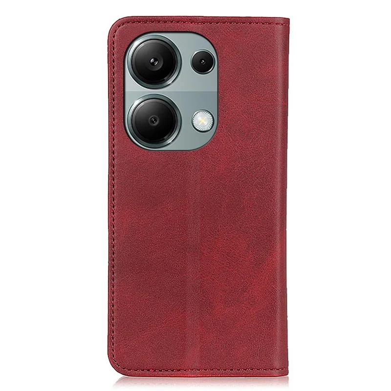 For Xiaomi Redmi Note 13 Pro 4G / Poco M6 Pro 4G Case Wallet Split Leather Protective Phone Cover - Red