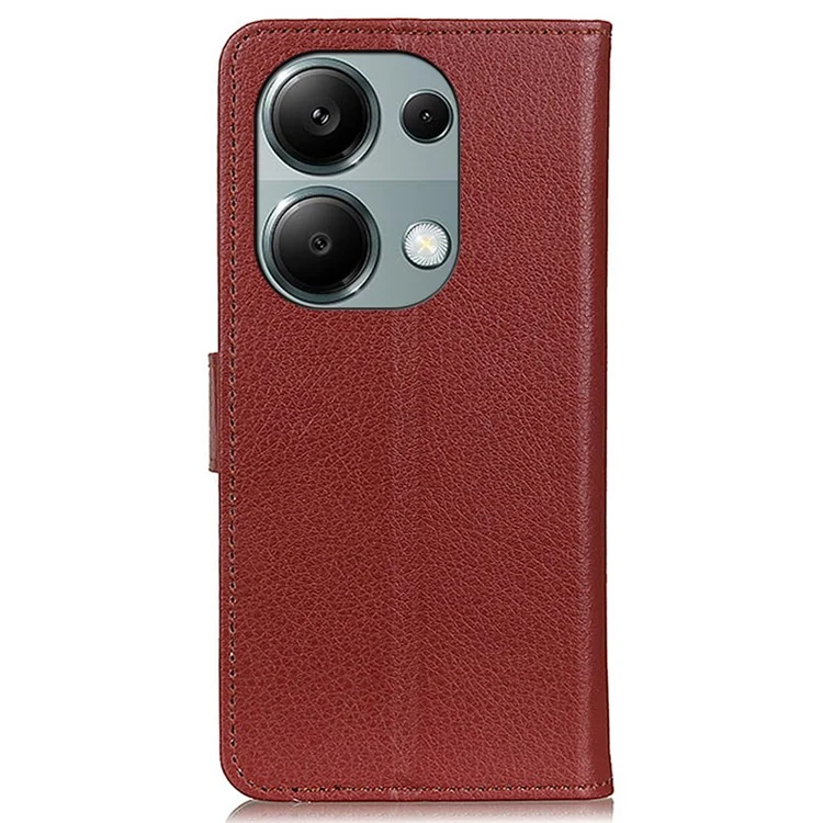 Para Xiaomi Redmi Note 13 Pro 4G / Poco M6 Pro 4G Funda Carcasa de Cuero PU con Soporte Plegable - Marrón