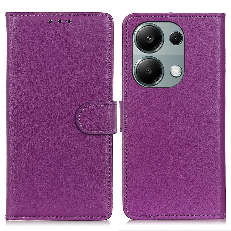 For Xiaomi Redmi Note 13 Pro 4G / Poco M6 Pro 4G Case PU Leather Folio Stand View Phone Cover - Purple