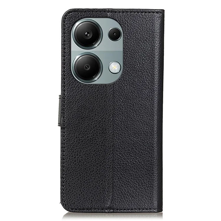 For Xiaomi Redmi Note 13 4G PU Leather Case Litchi Texture Protective Cover - Black